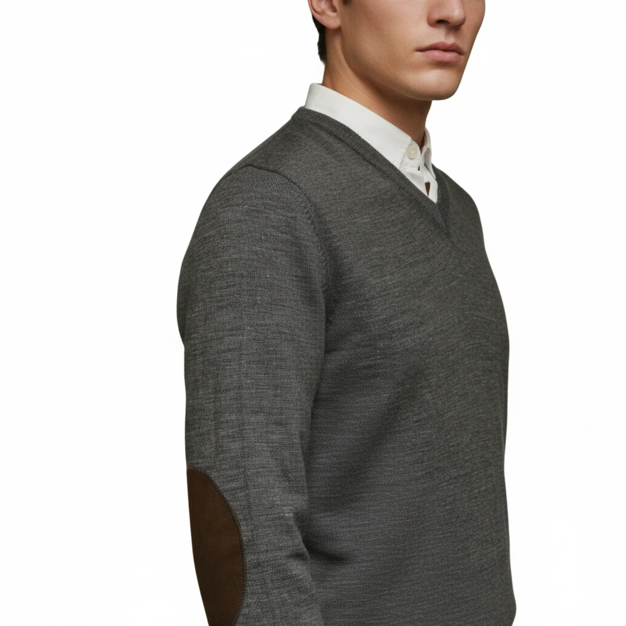 Williams Wilson Grey 100% Wool Suede VNeck Sweater