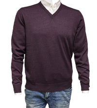 Williams Wilson Purple 100% Wool Suede VNeck Sweater