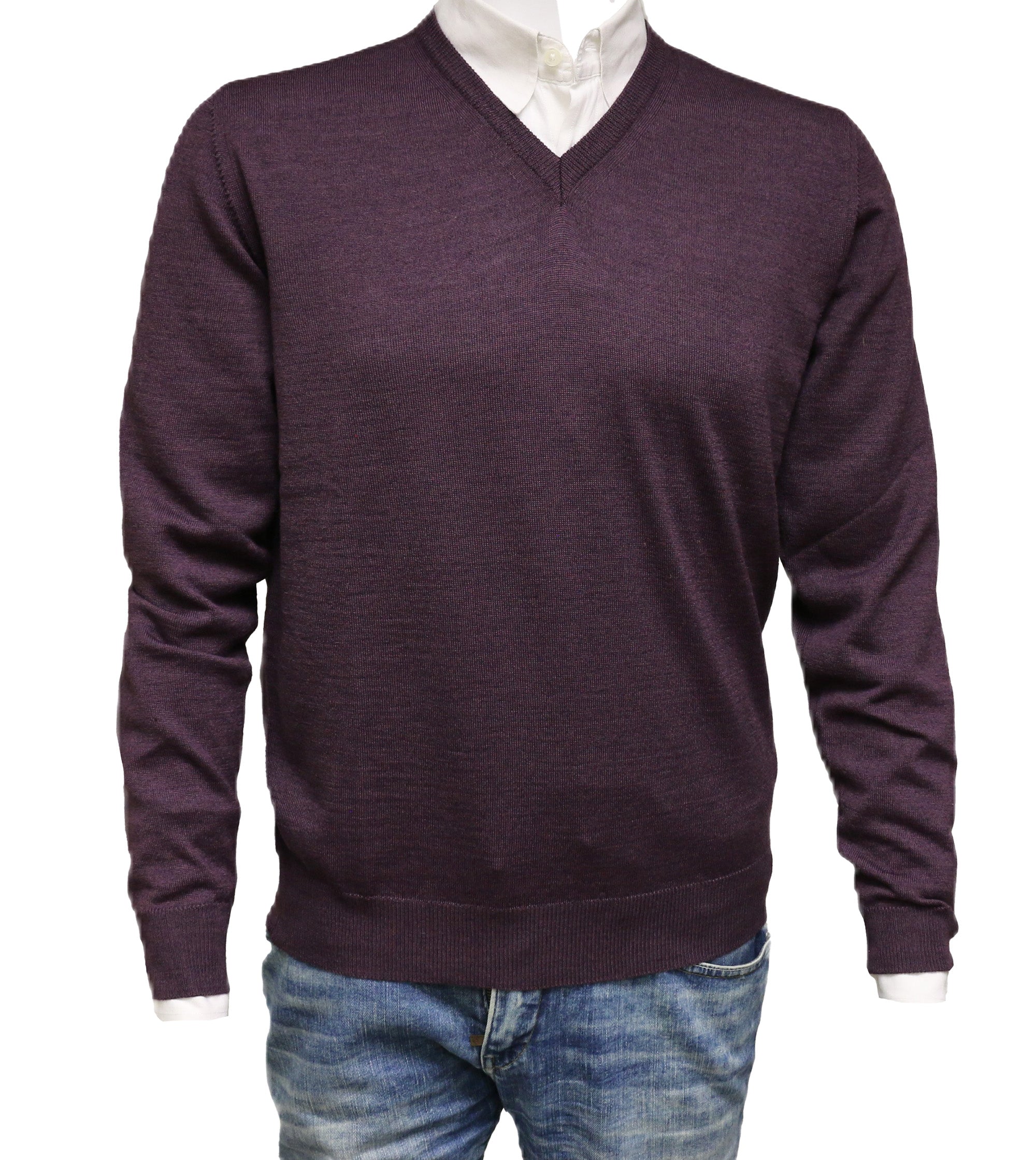 Williams Wilson Purple 100% Wool Suede VNeck Sweater