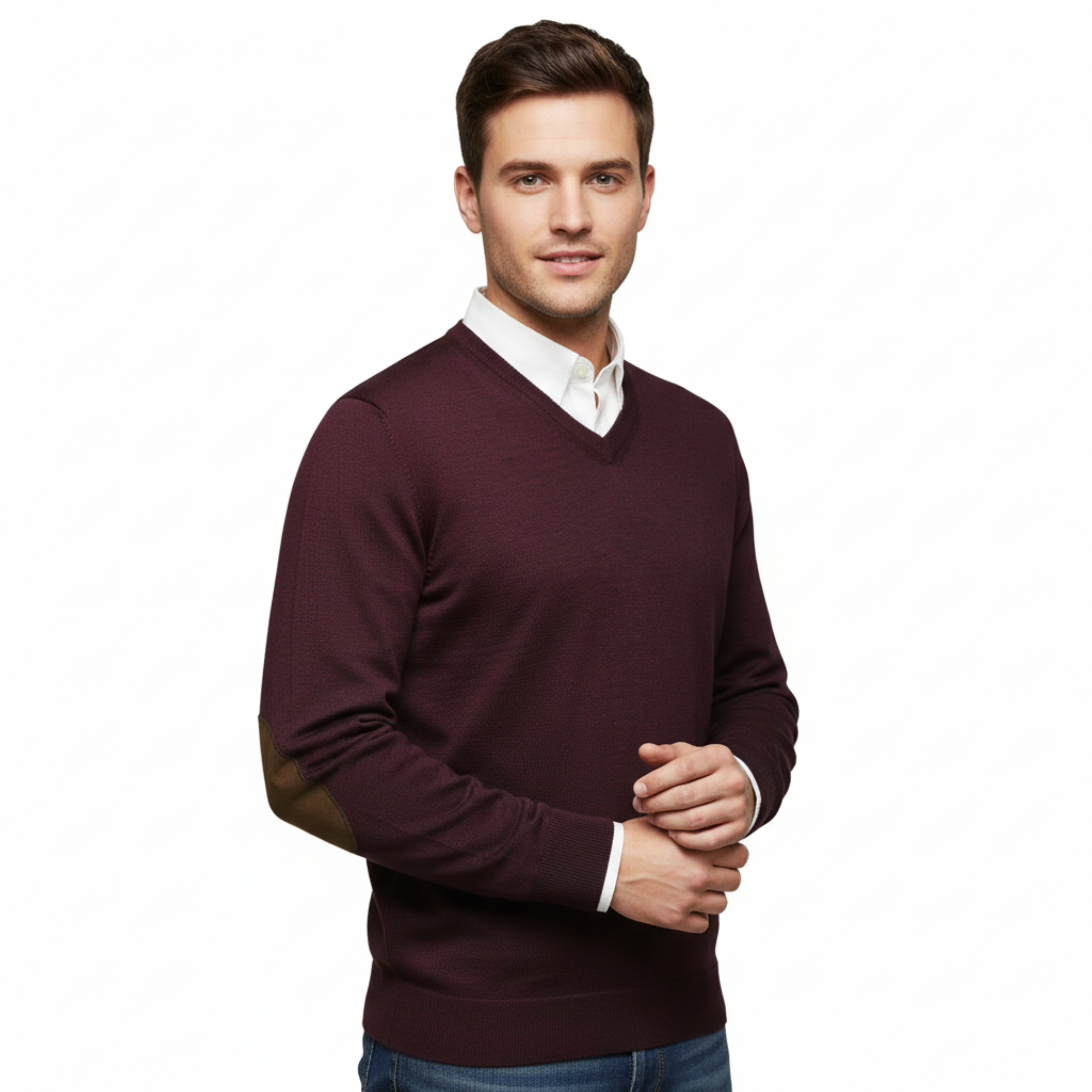 Williams Wilson Purple 100% Wool Suede VNeck Sweater