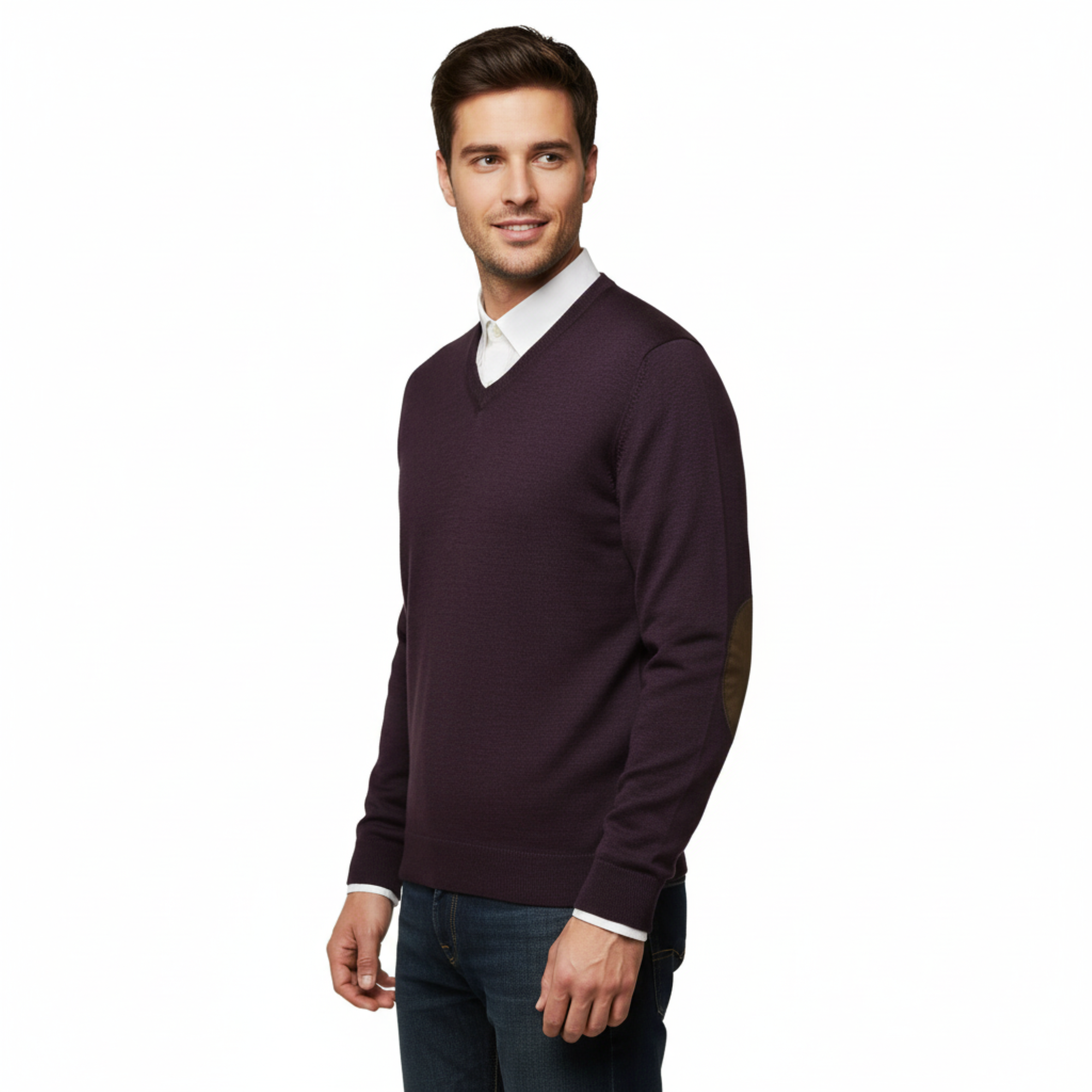 Williams Wilson Purple 100% Wool Suede VNeck Sweater
