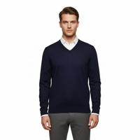 Williams Wilson Navy 100% Wool Suede VNeck Sweater