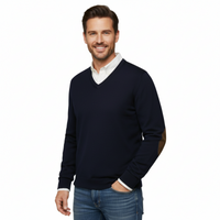 Williams Wilson Navy 100% Wool Suede VNeck Sweater
