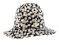 Dolce & Gabbana 100% Silk Black and White Floral Bucket Hat-
