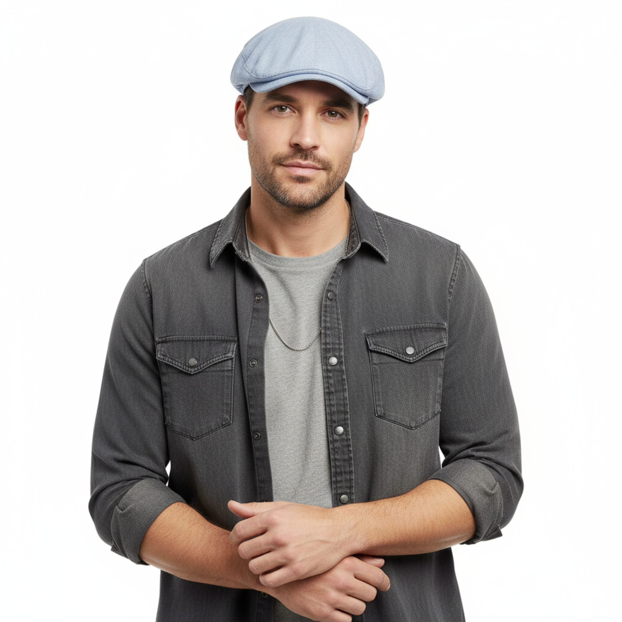 Dolce & Gabbana Light Blue Solid Signature Classic Flat Cap