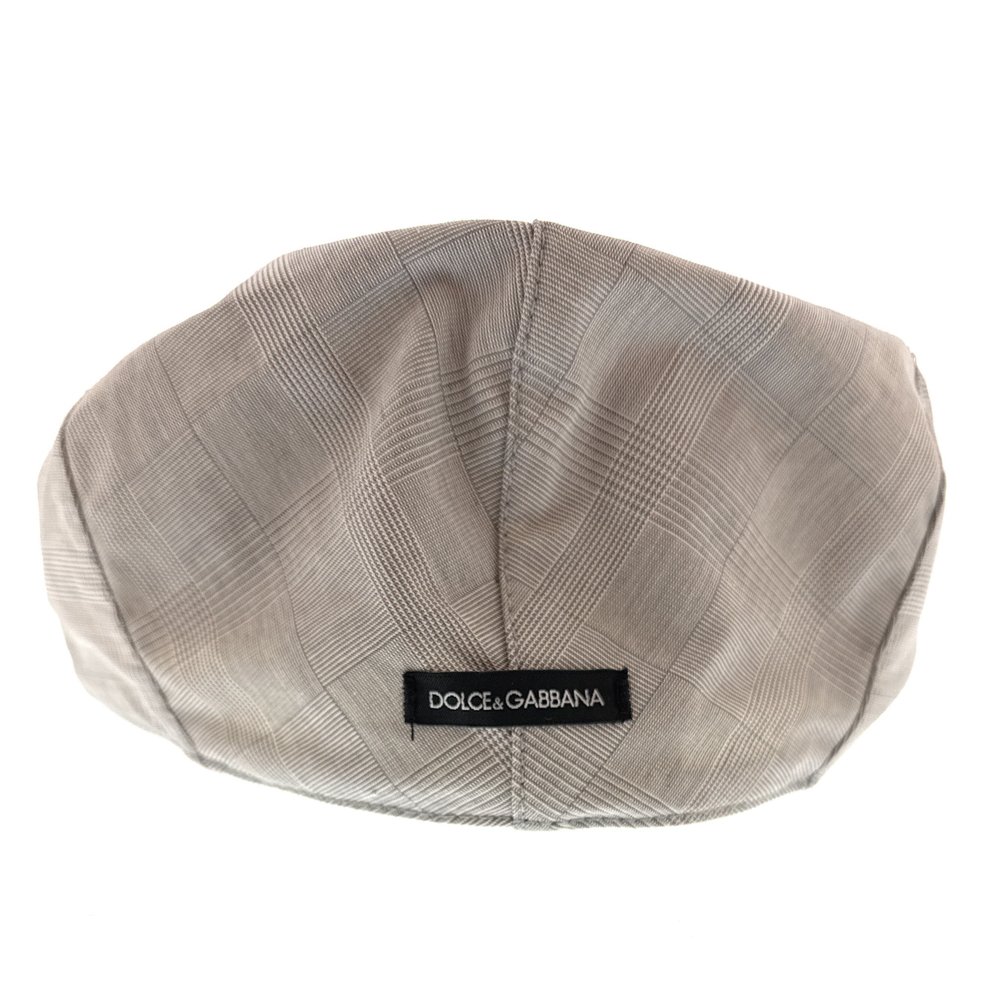 Dolce & Gabbana Men’s Light Grey Plaid Flat Cap