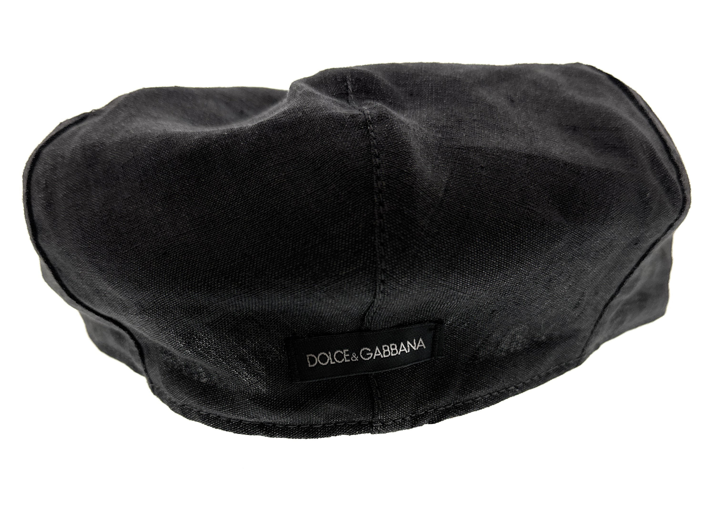 Dolce & Gabbana Men’s Black Pure Linen Flat Cap