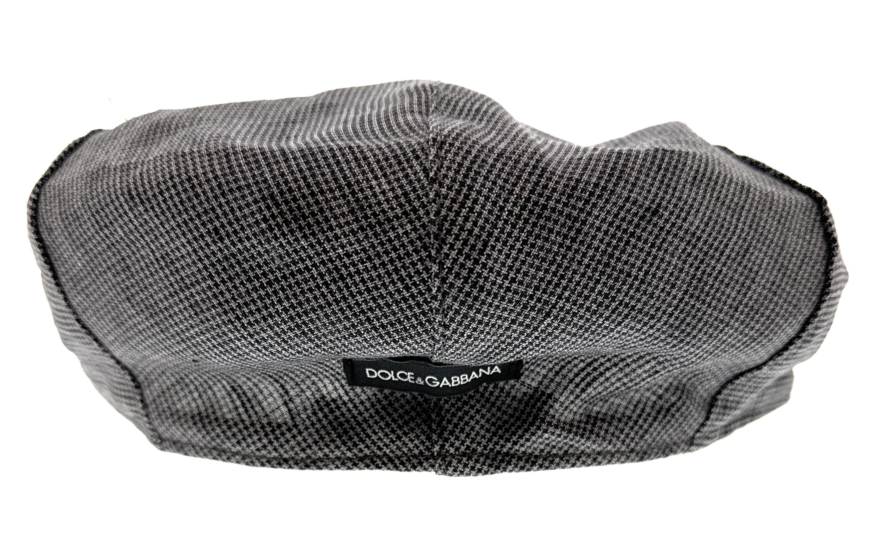 Dolce & Gabbana Men’s Grey Herringbone Flat Cap – Luxury Headwear