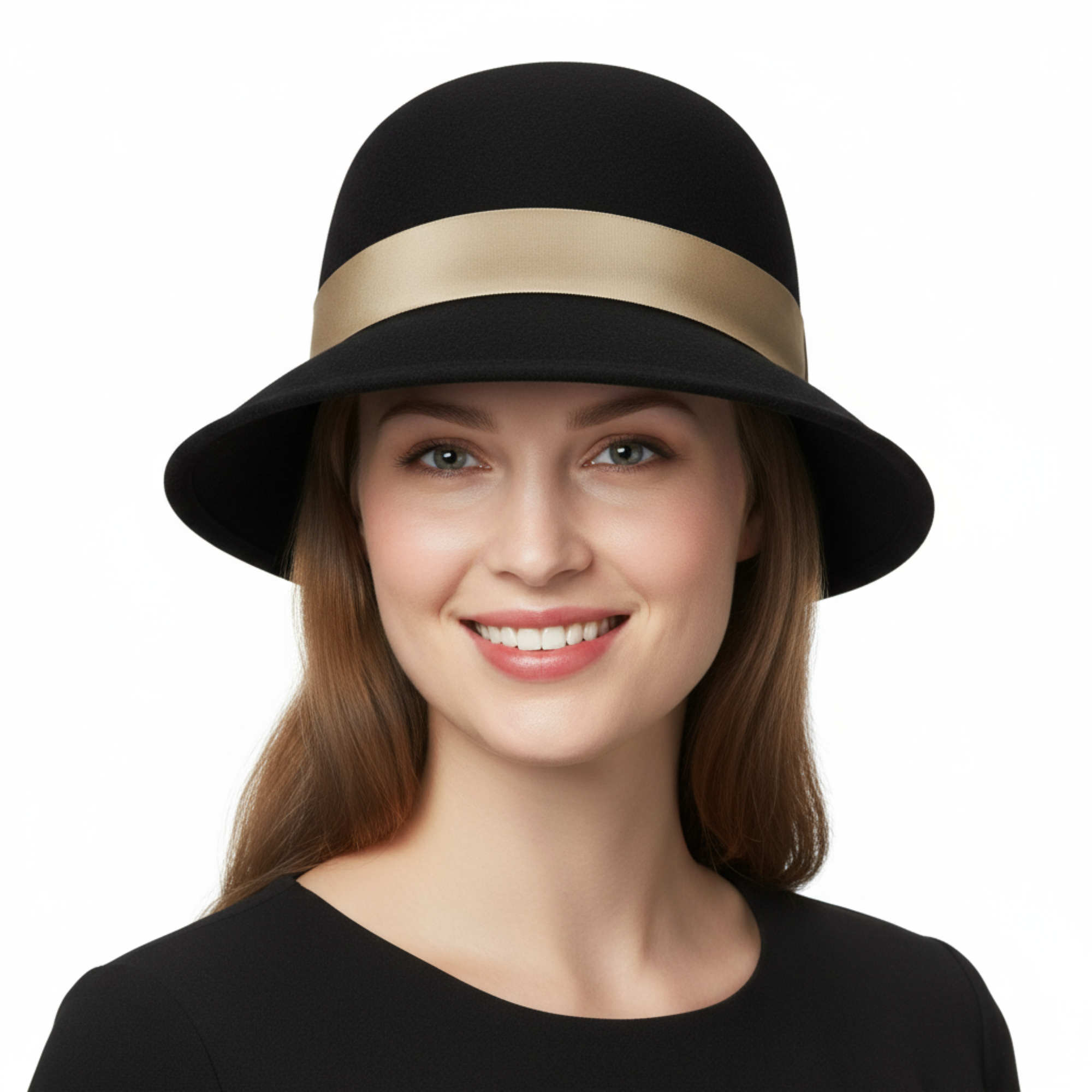 Dolce & Gabbana Black Cotton Bucket Hat with Beige Silk Band-