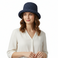 Dolce & Gabbana Blue Woven Straw Bucket Hat - Chic Summer Beach Hat-S