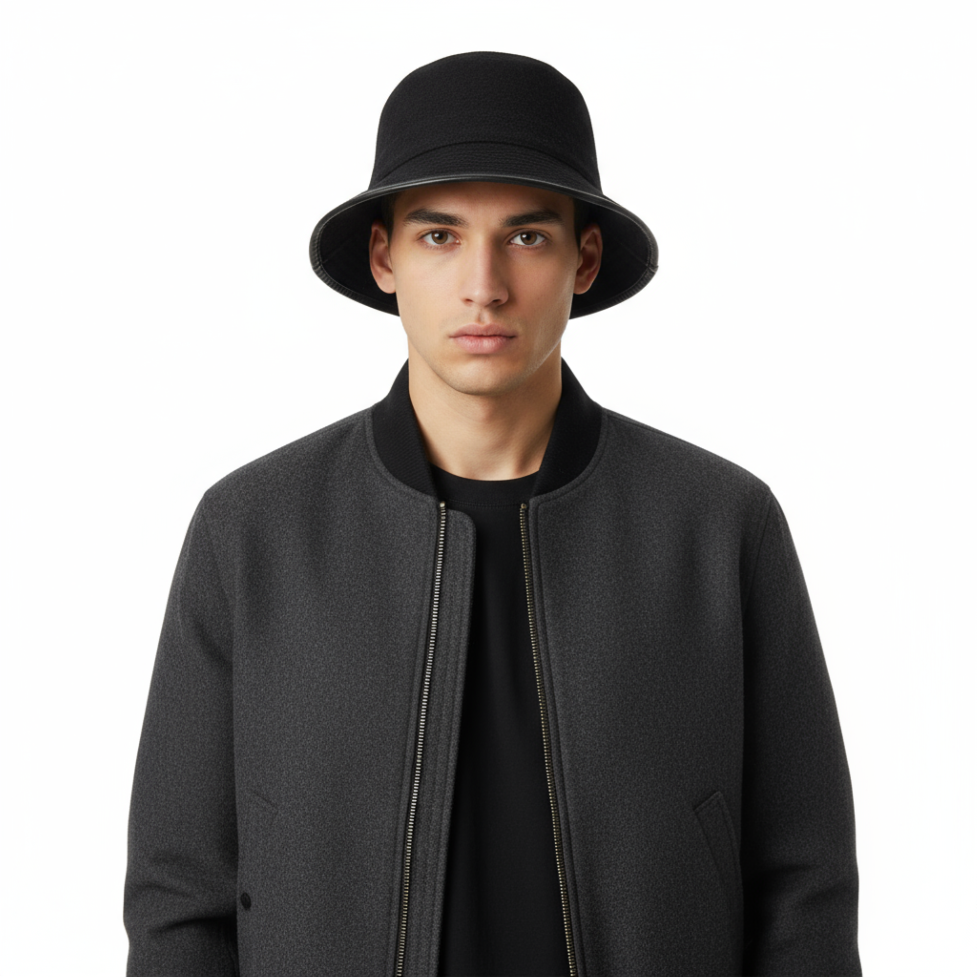 Dolce & Gabbana Charcoal Wool Blend Bucket Stitched Rim-Adult M