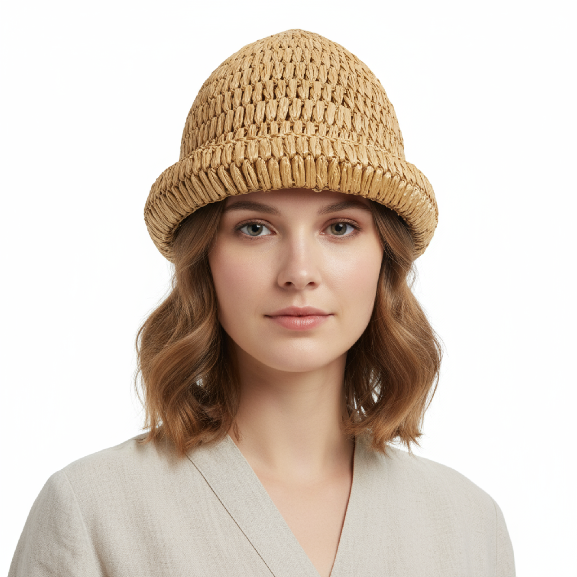 Dolce & Gabbana Ivory Woven Straw Bucket Hat - Chic Summer Beach Hat-M-Adult M