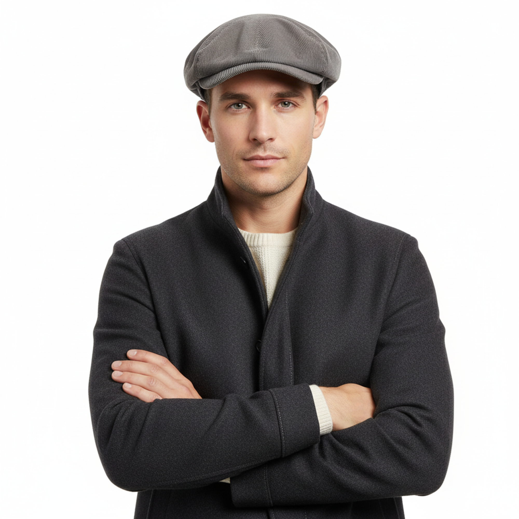 Dolce & Gabbana Light Grey Cotton Textured Vintage Flat Cap-