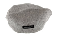 Dolce & Gabbana Light Grey Linen Textured Vintage Flat Cap-58