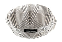 Dolce & Gabbana Men’s Light Grey Large Plaid Flat Cap -Adult L