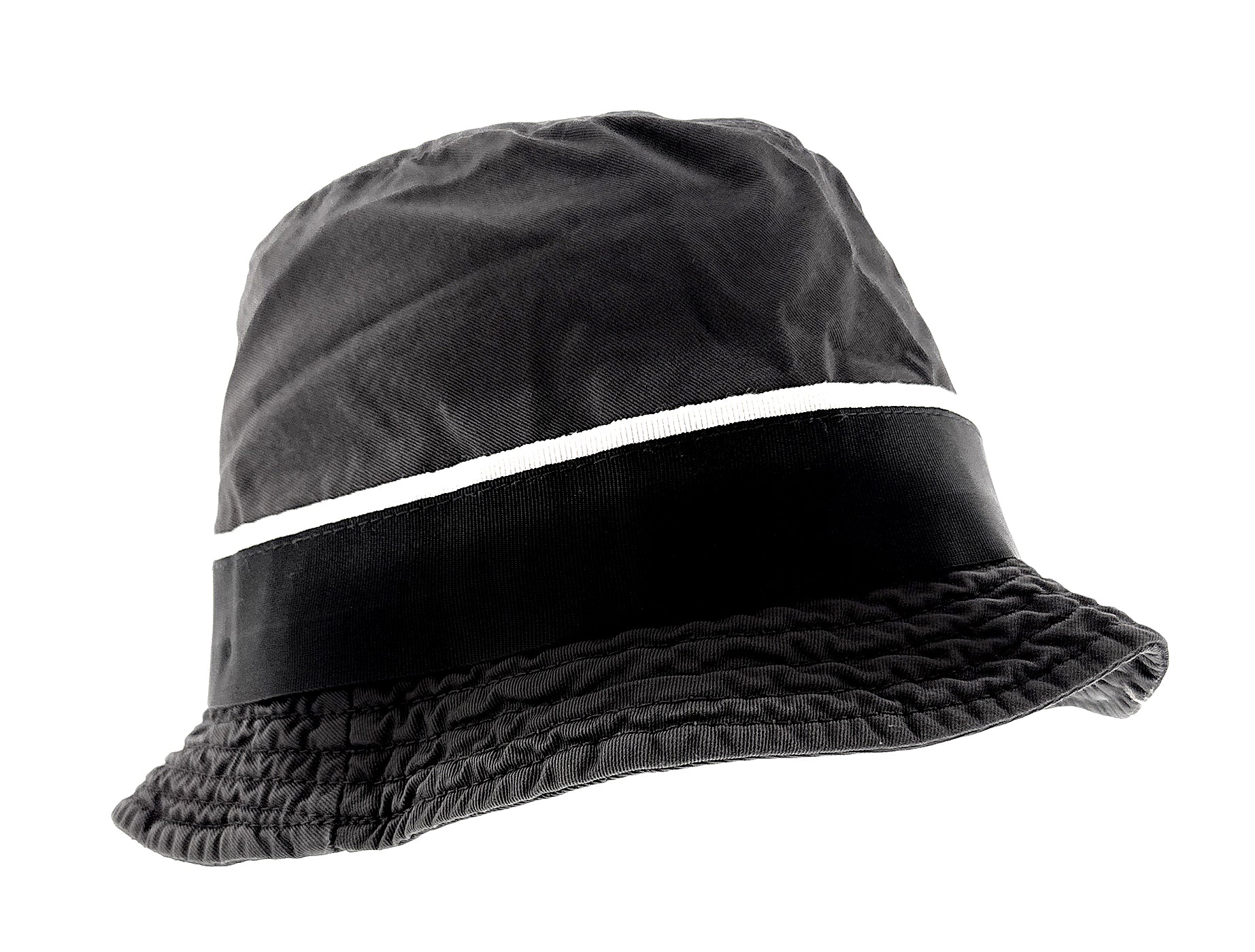 Dolce & Gabbana Men’s Black Pure Cotton Bucket Hat with Bow Band-Adult M