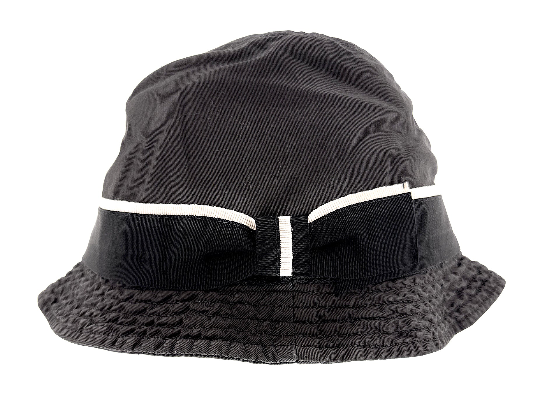 Dolce & Gabbana Men’s Black Pure Cotton Bucket Hat with Bow Band-Adult M