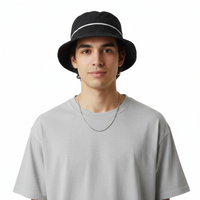 Dolce & Gabbana Men’s Black Pure Cotton Bucket Hat with Bow Band-Adult M