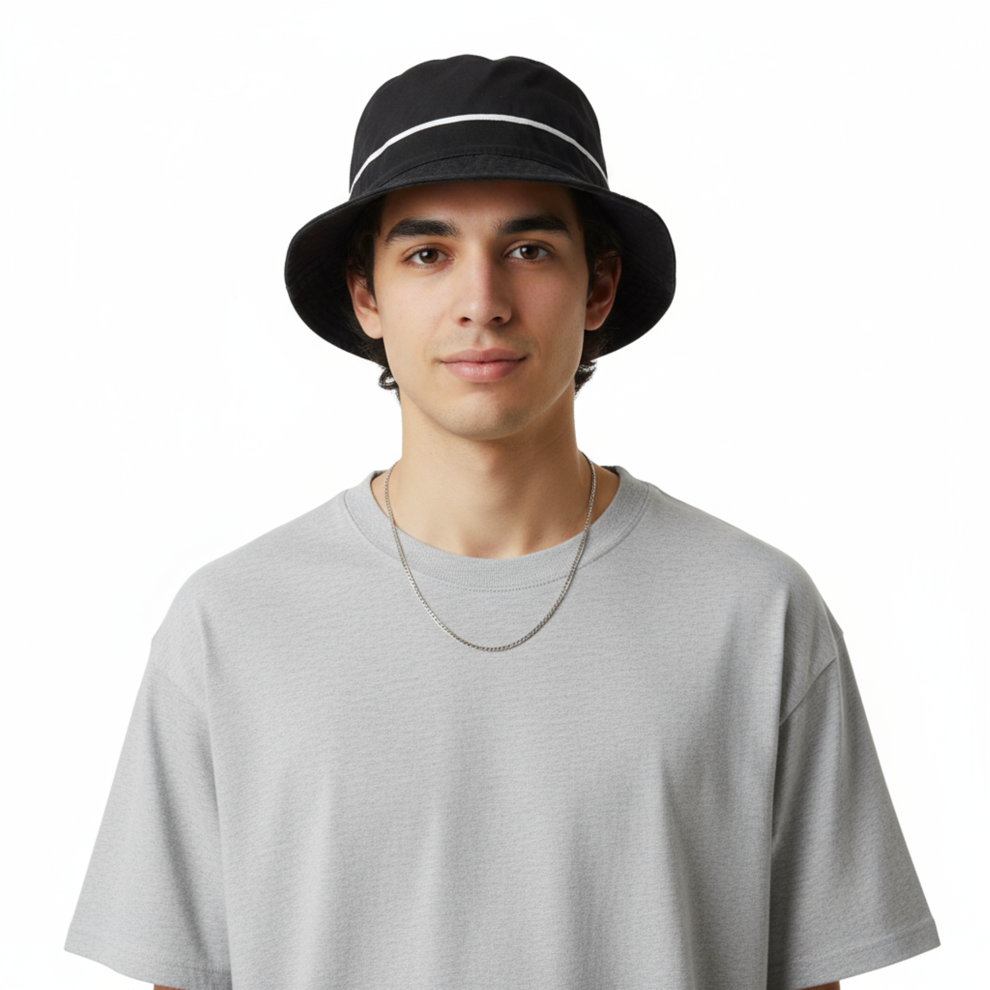 Dolce & Gabbana Men’s Black Pure Cotton Bucket Hat with Bow Band-Adult M