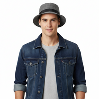 Dolce & Gabbana Cotton Light Grey Fine Plaid Bucket Hat-Adult L
