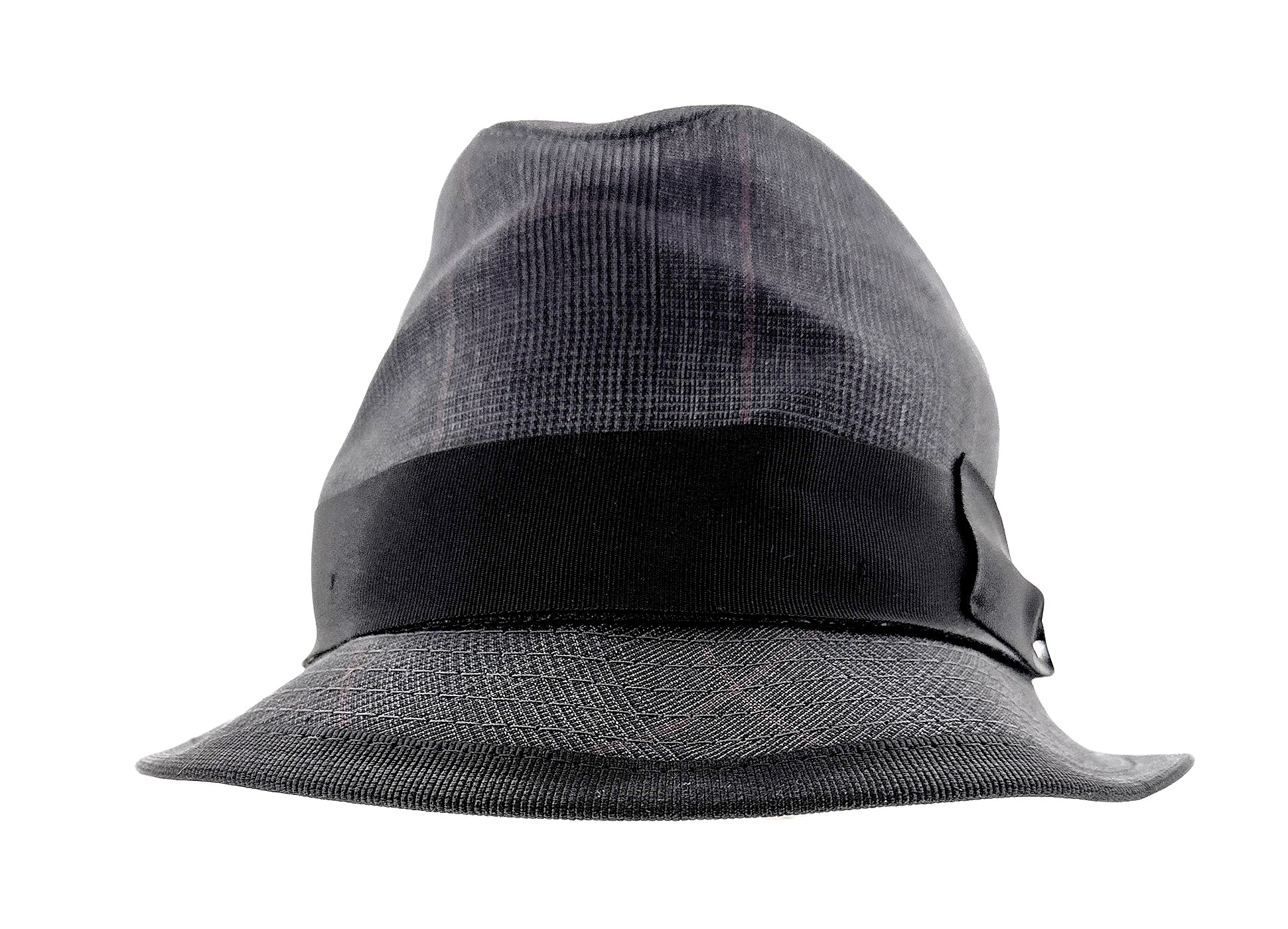 Dolce & Gabbana Men’s Grey Pure Cotton Plaid Bucket Hat with Bow Band-Adult M