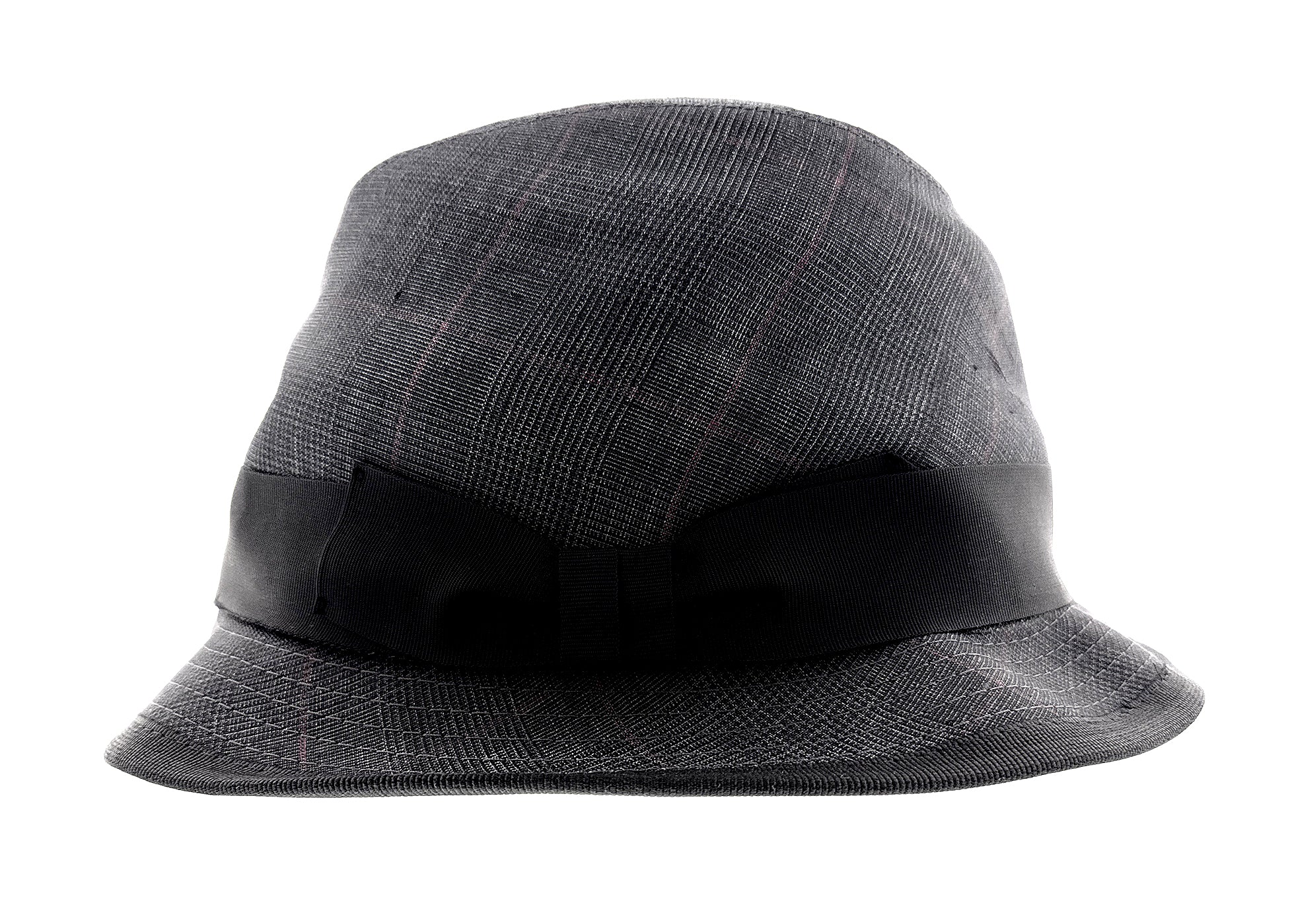 Dolce & Gabbana Men’s Grey Pure Cotton Plaid Bucket Hat with Bow Band-Adult M
