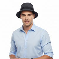Dolce & Gabbana Men’s Grey Pure Cotton Plaid Bucket Hat with Bow Band-Adult M