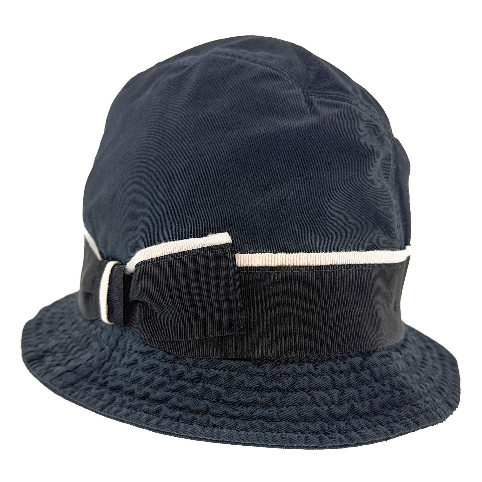 Dolce & Gabbana Men’s Grey Pure Cotton Bucket Hat with Bow Band-Adult M