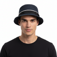 Dolce & Gabbana Men’s Grey Pure Cotton Bucket Hat with Bow Band-Adult M