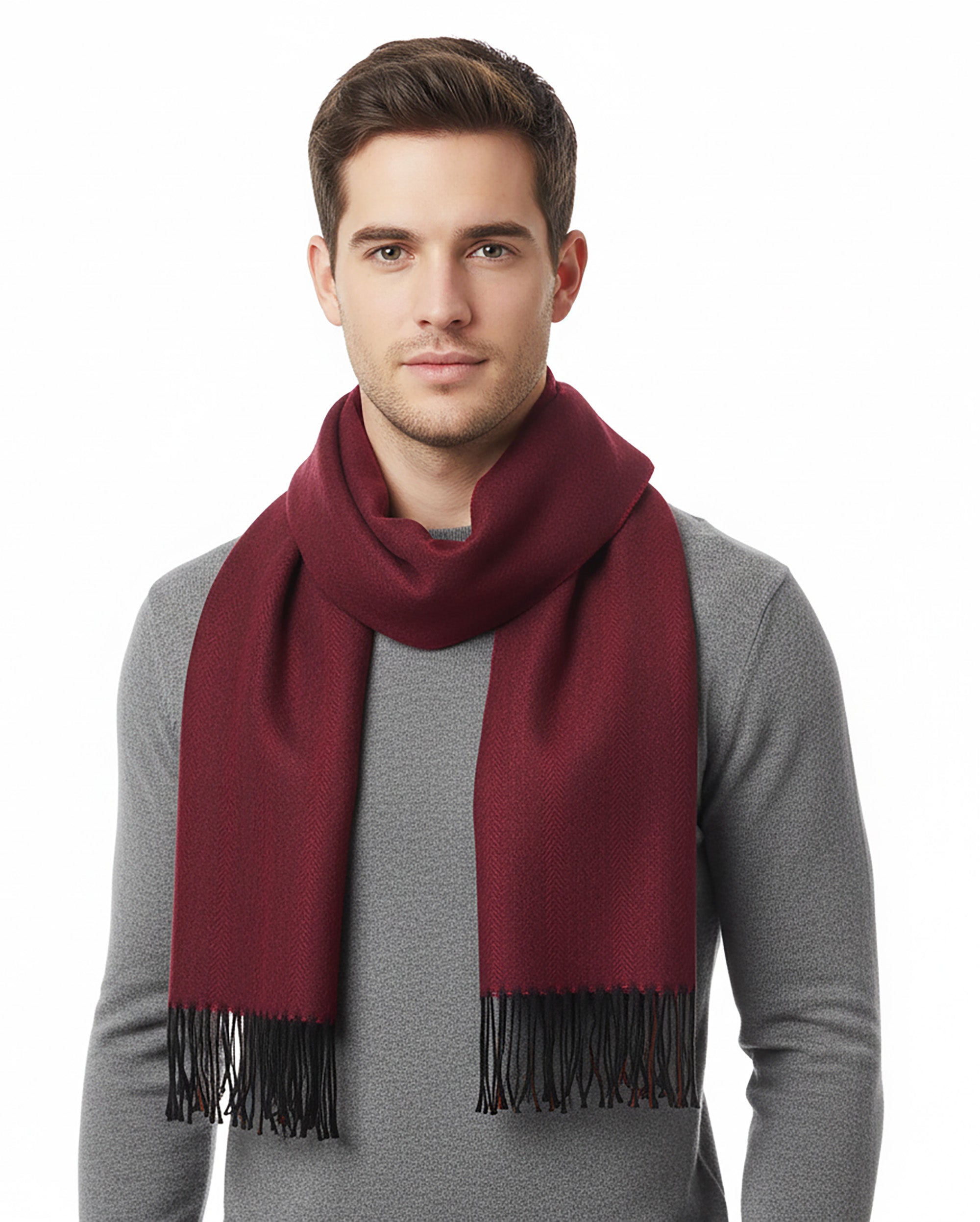 Lanvin Burgundy Luxurious Modern 100% Virgin Wool Scarf