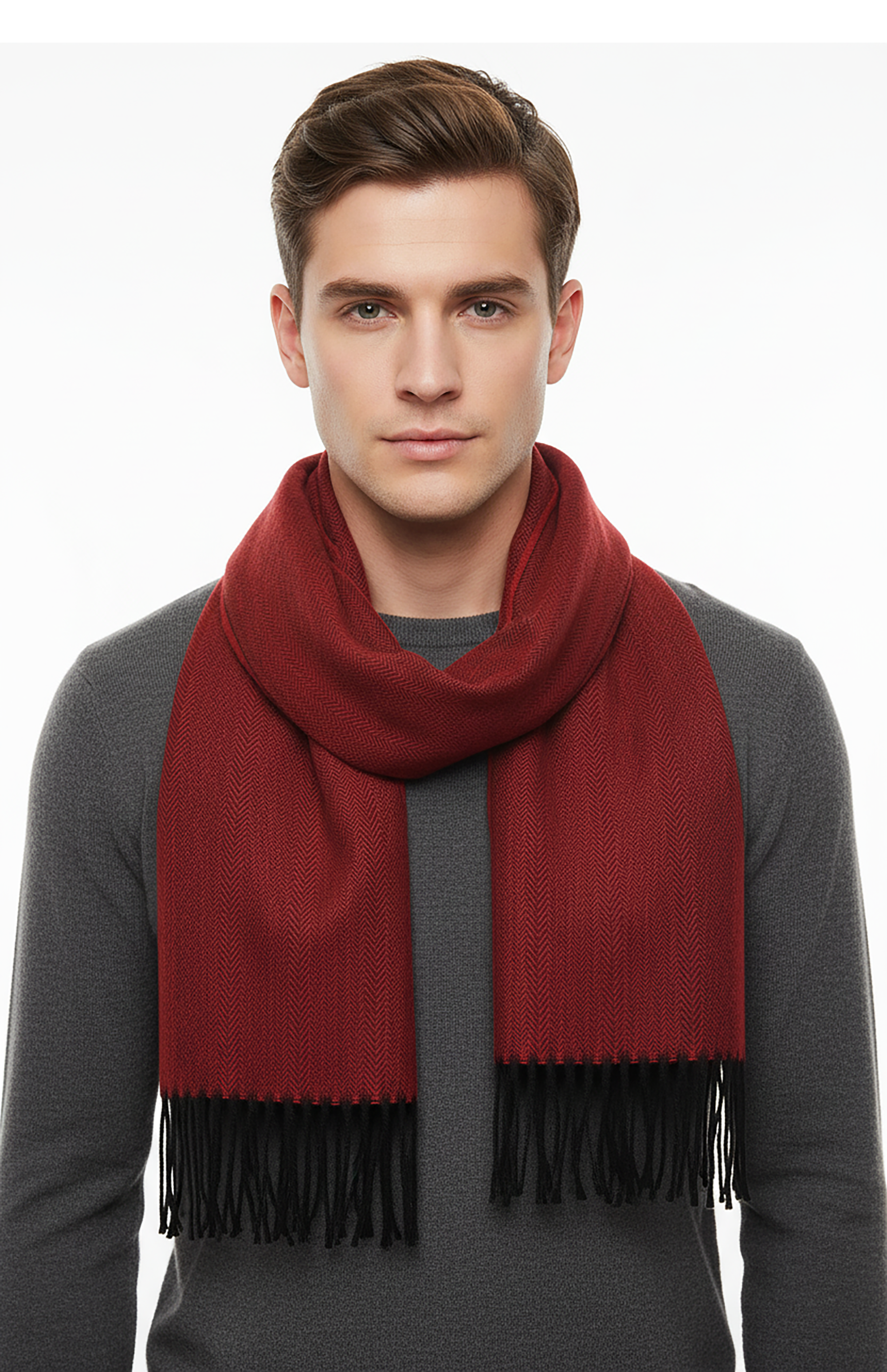 Lanvin Bright Red Luxurious Modern 100% Virgin Wool Scarf