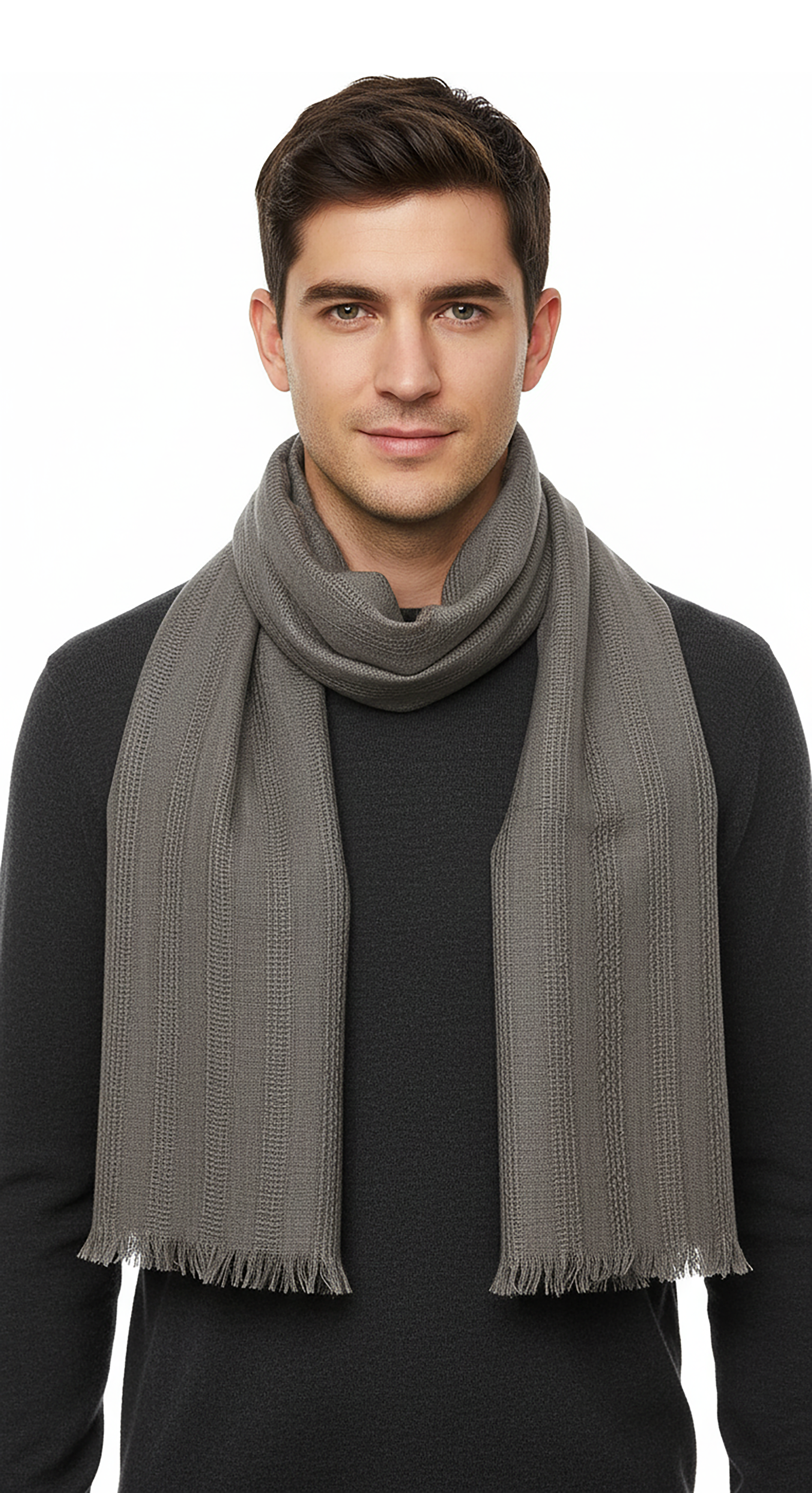 Lanvin Taupe Luxurious Modern Cashmere SIlk Blend Scarf