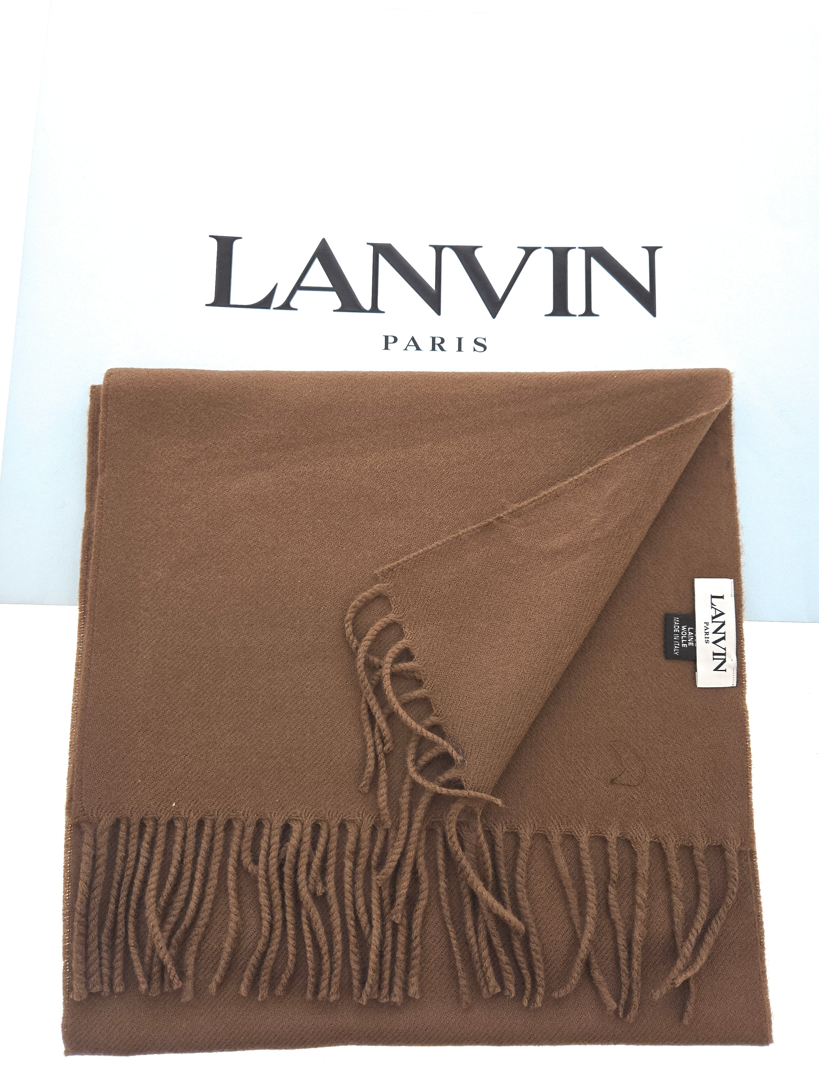Lanvin Brown Luxurious Modern 100% Wool Scarf