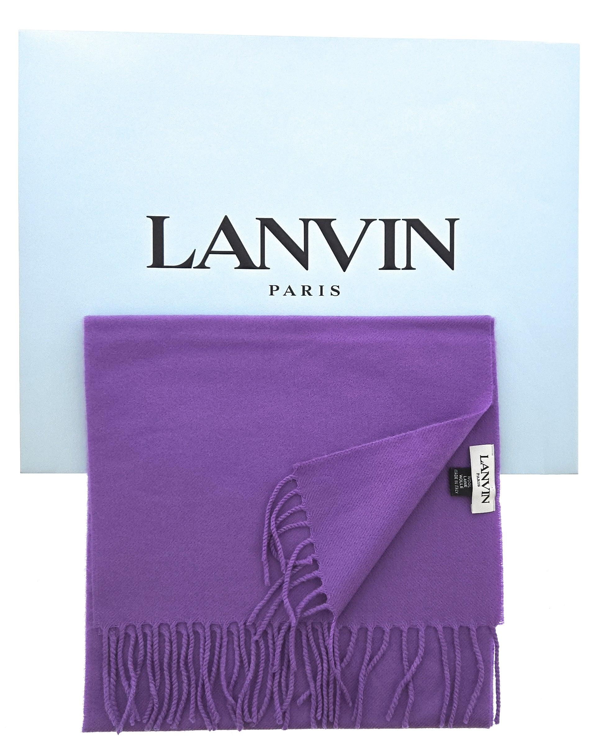 Lanvin Lavander Luxurious Modern 100% Wool Scarf