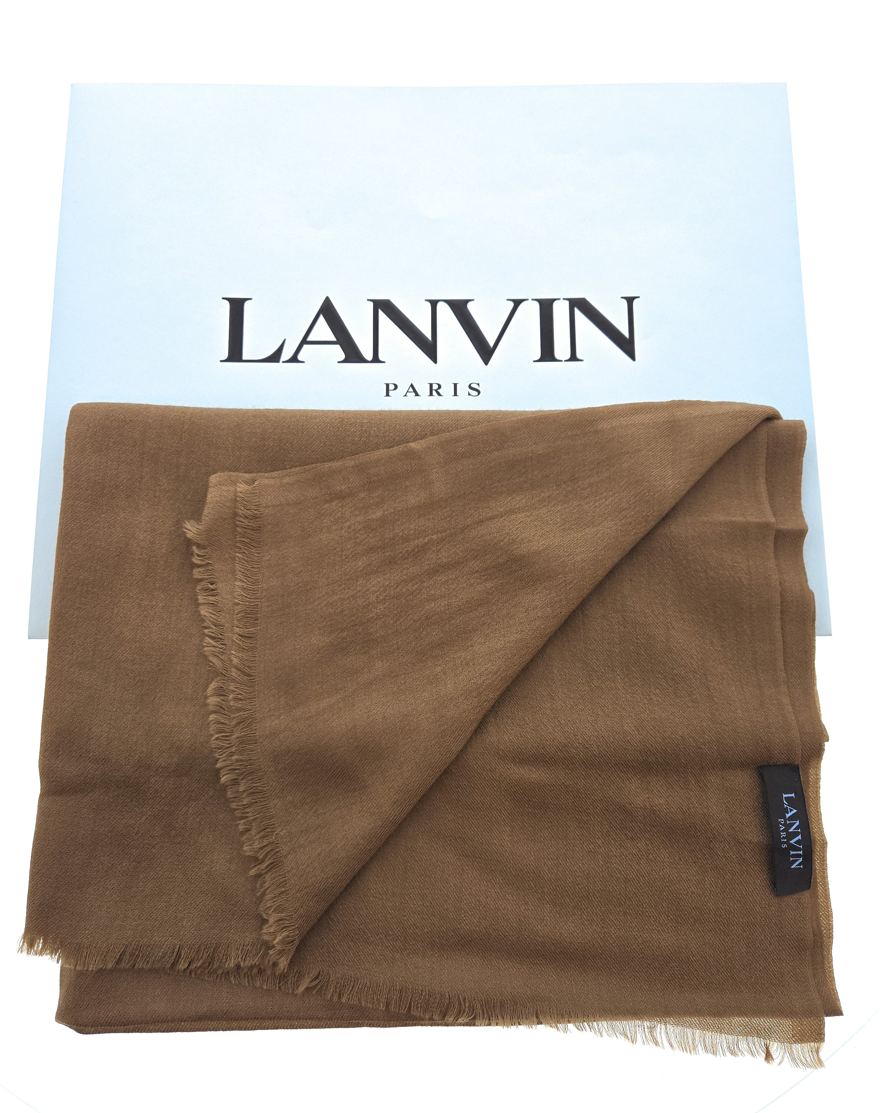 Lanvin 100% Cashmere Scarf – Classic Brown Wrap, Ultra-Soft Luxury