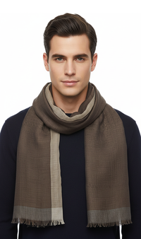 Lanvin Linen-Cotton Blend Scarf – Lightweight Brown Wrap, Breathable Design