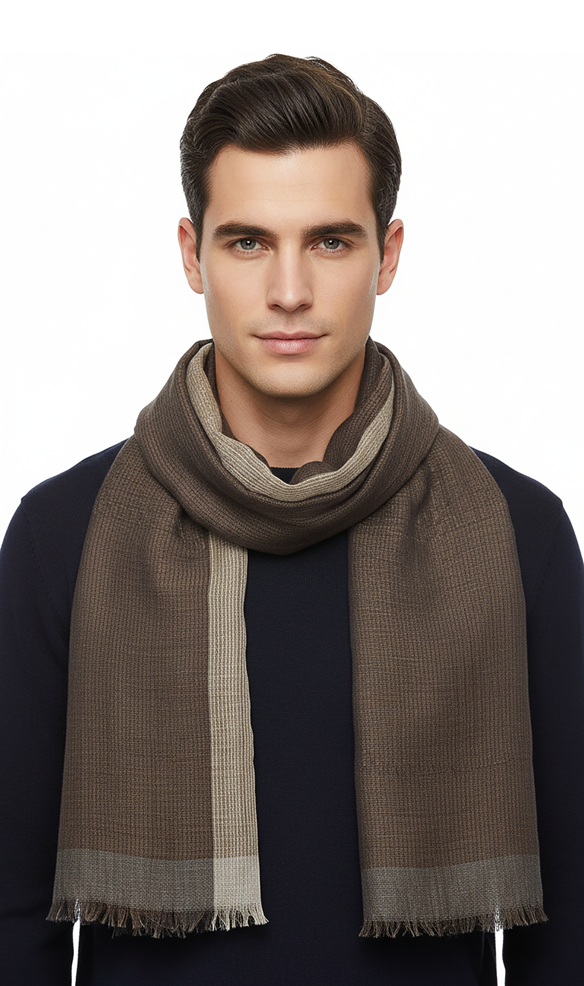 Lanvin Linen-Cotton Blend Scarf – Lightweight Brown Wrap, Breathable Design