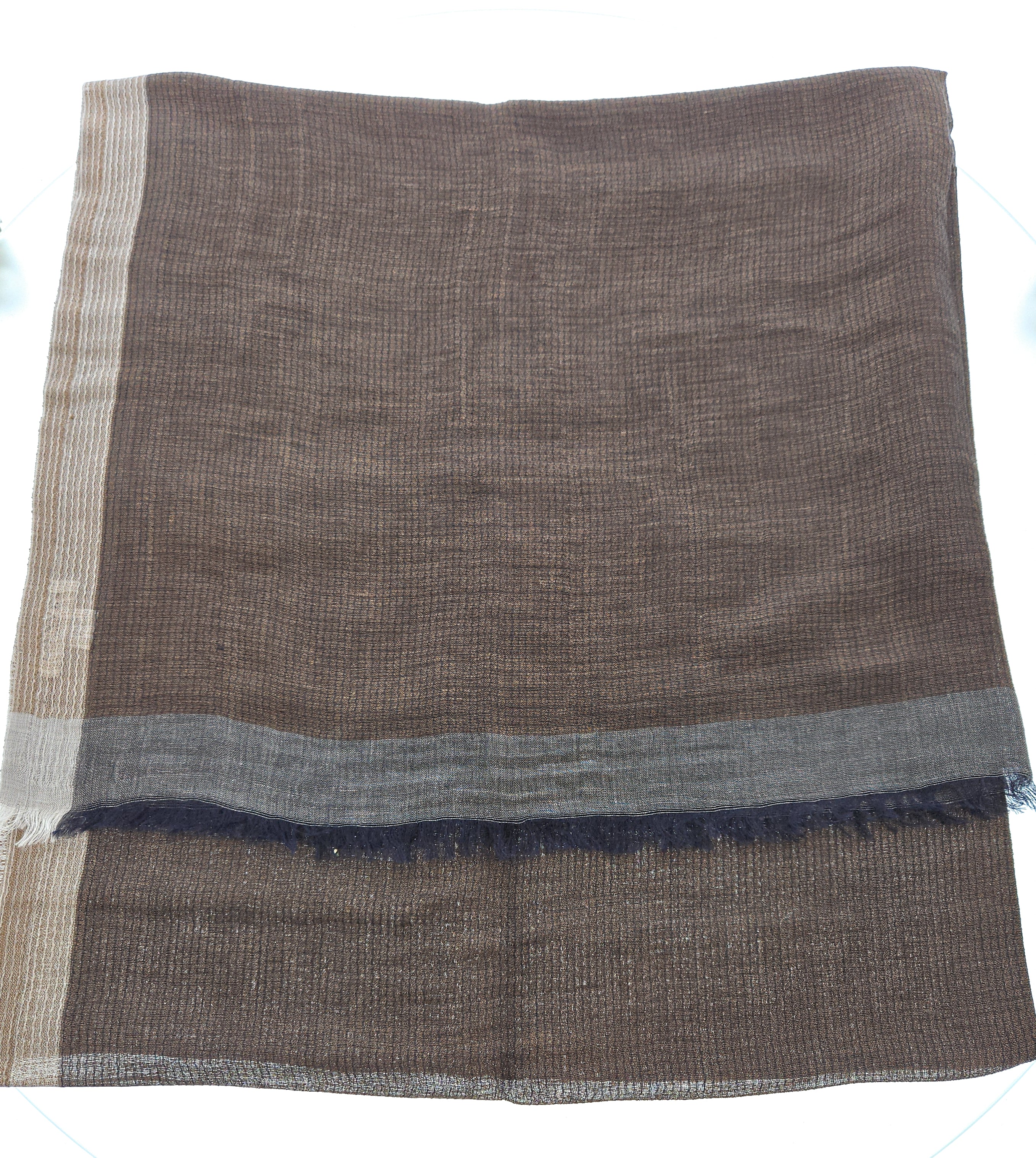 Lanvin Linen-Cotton Blend Scarf – Lightweight Brown Wrap, Breathable Design