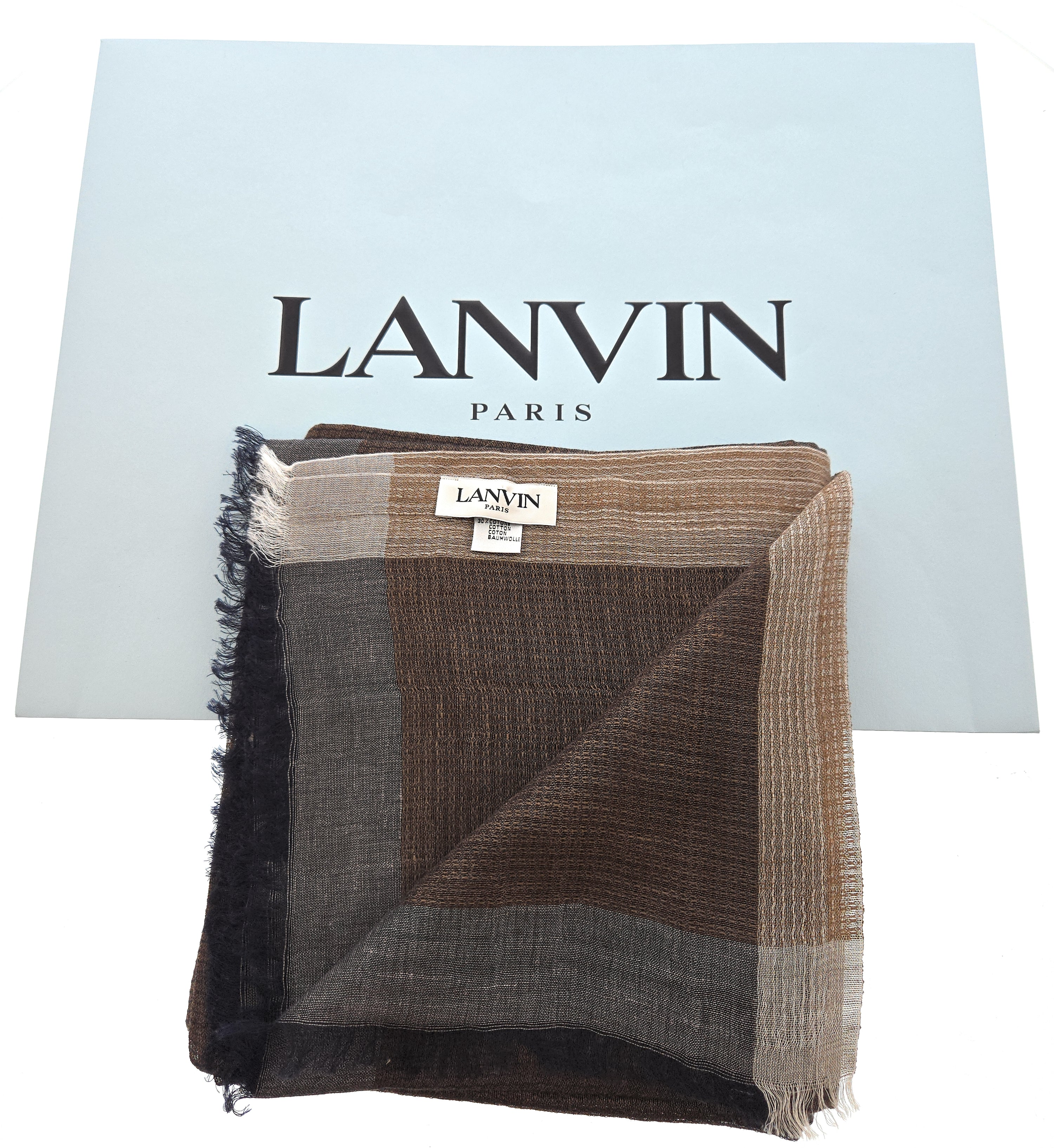 Lanvin Linen-Cotton Blend Scarf – Lightweight Brown Wrap, Breathable Design