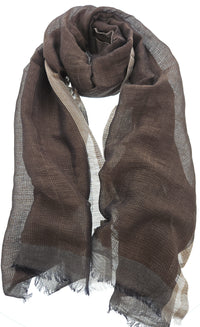 Lanvin Linen-Cotton Blend Scarf – Lightweight Brown Wrap, Breathable Design