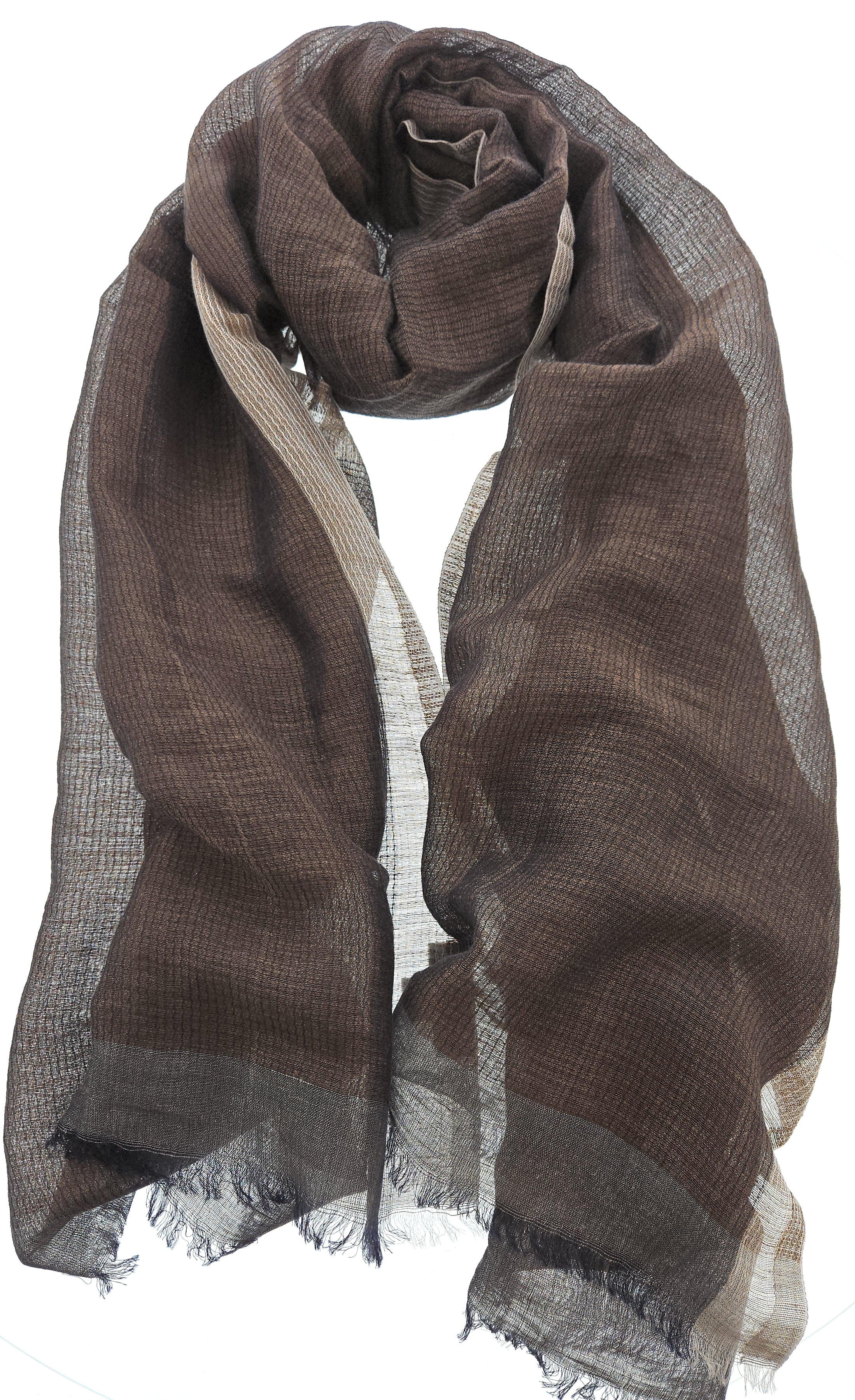 Lanvin Linen-Cotton Blend Scarf – Lightweight Brown Wrap, Breathable Design