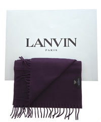 Lanvin Soft Luxurious 100% Wool Purple Fringe Scarf