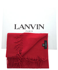 Lanvin Soft Luxurious 100% Wool Red Fringe Scarf