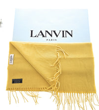 Lanvin Soft Luxurious Cashmere and Wool Yellow Fringe Scarf
