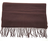 Lanvin Soft Luxurious Cashmere and Wool brown Fringe Scarf