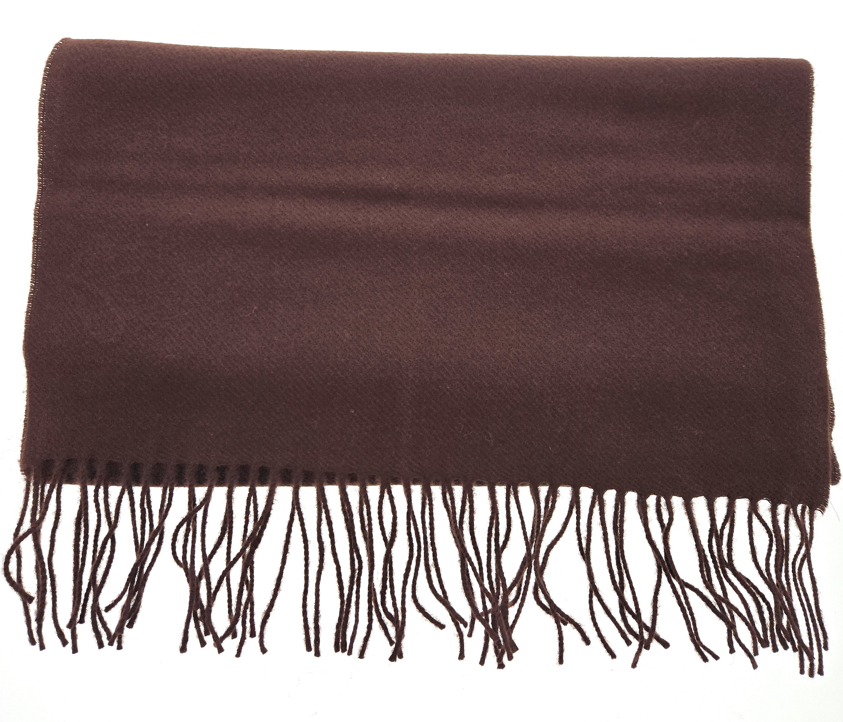 Lanvin Soft Luxurious Cashmere and Wool brown Fringe Scarf