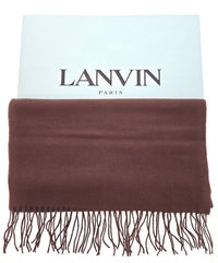 Lanvin Soft Luxurious Cashmere and Wool brown Fringe Scarf