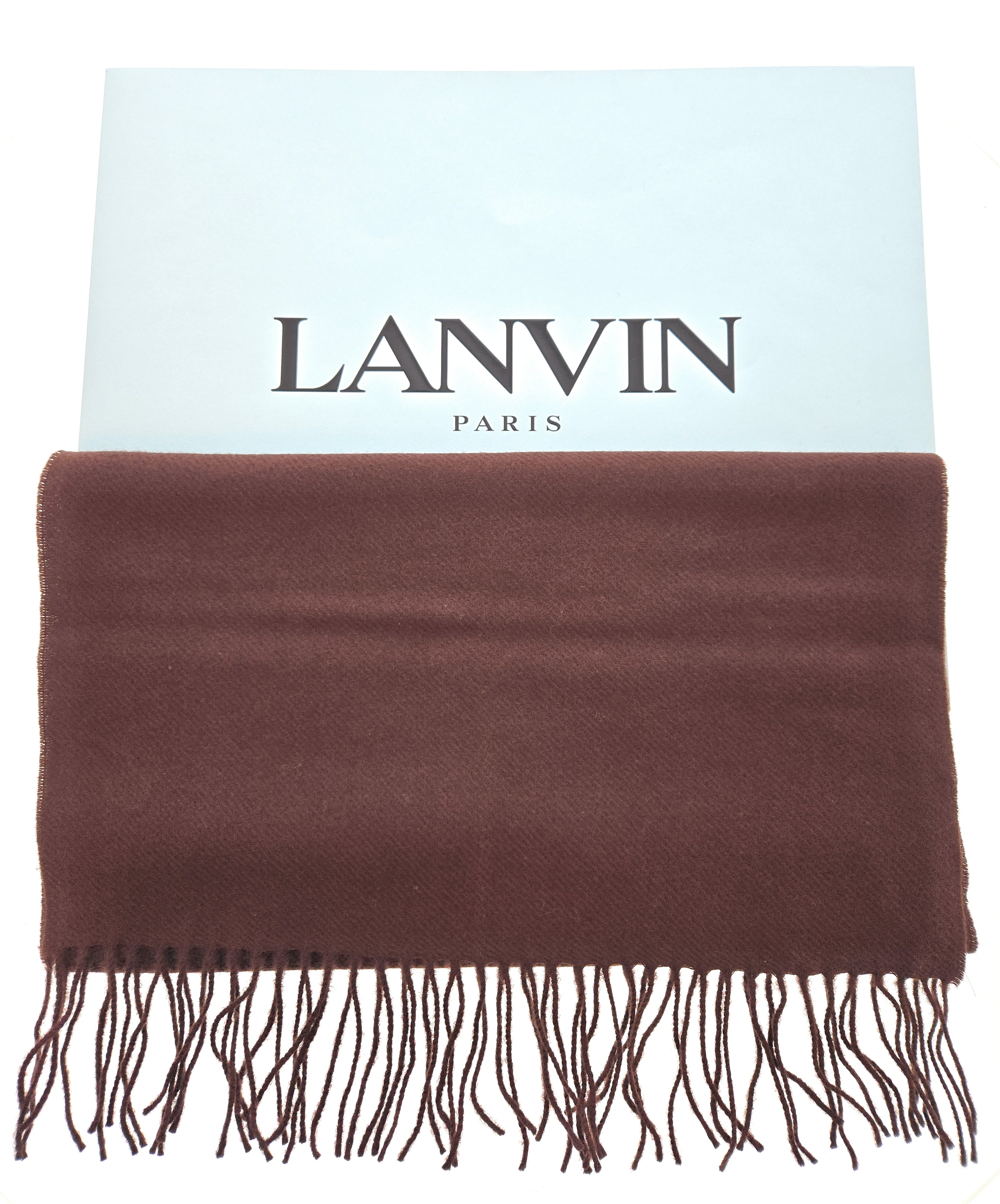 Lanvin Soft Luxurious Cashmere and Wool brown Fringe Scarf