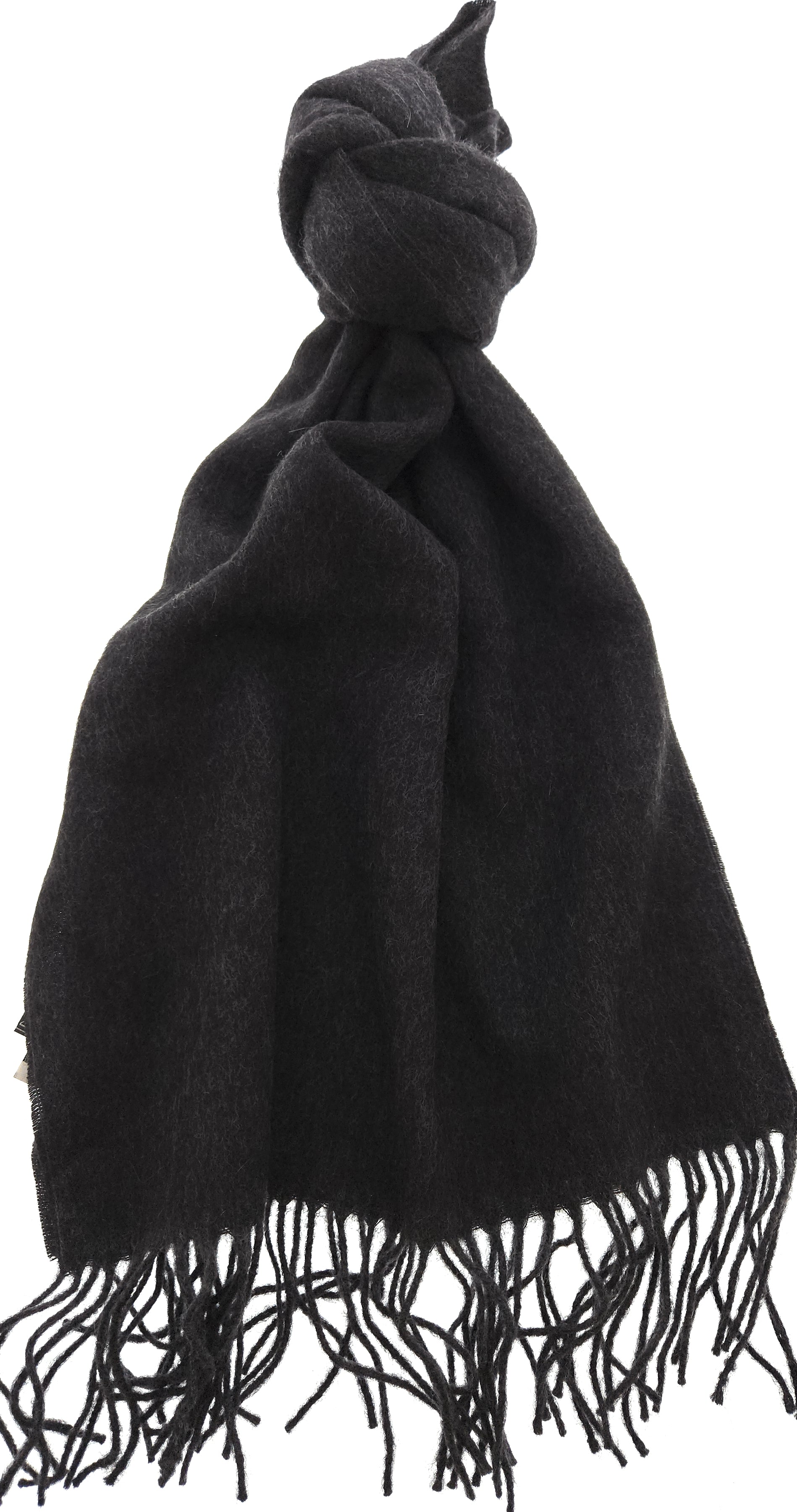 Luxurious Cashemere Blend Scarf with Fringed Ends - Charcoal Grey
