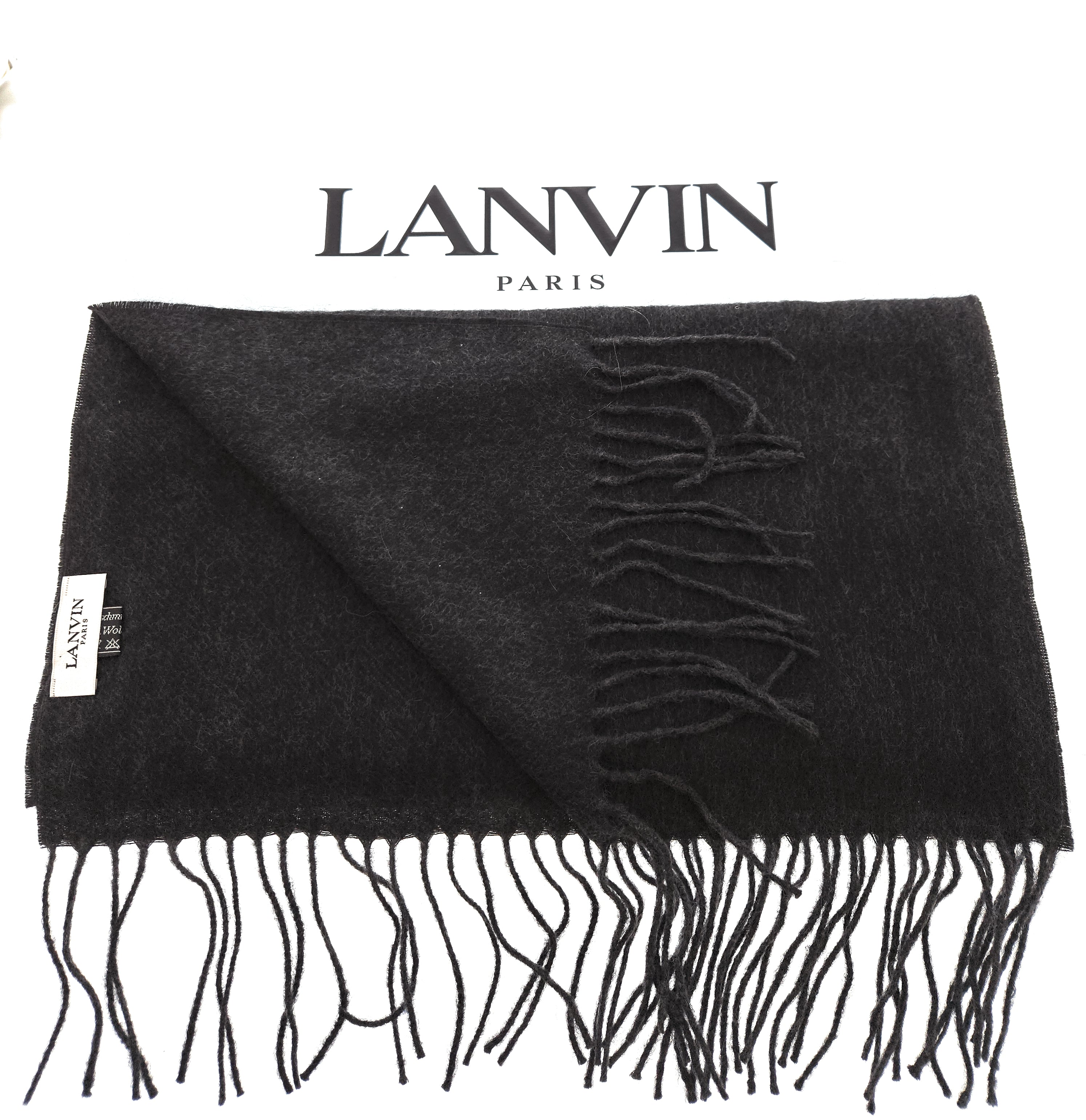 Luxurious Cashemere Blend Scarf with Fringed Ends - Charcoal Grey